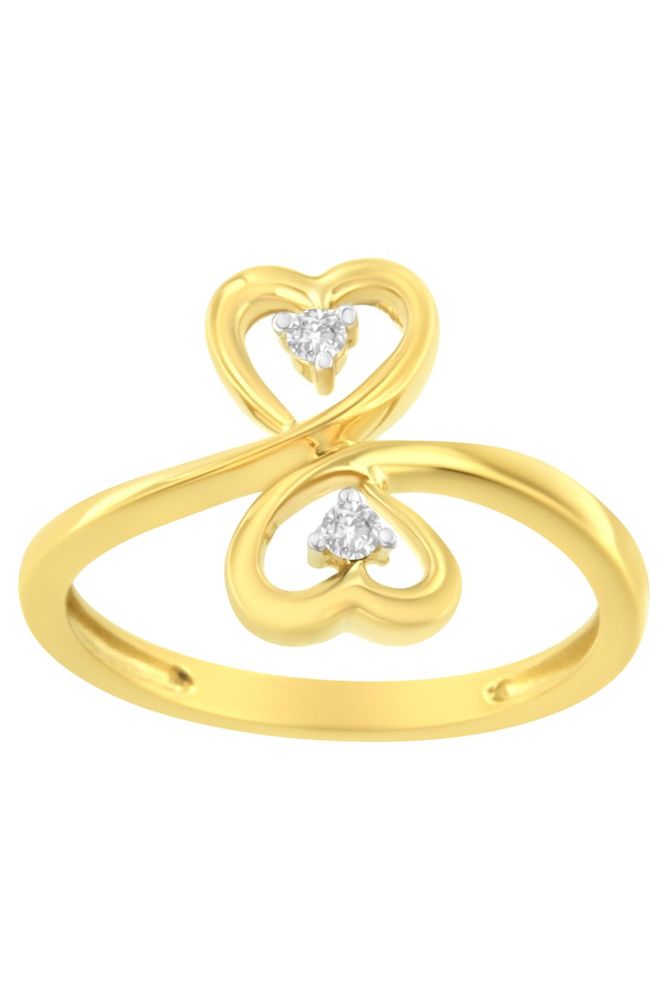 14KT Yellow Gold 1/20 ctw. Dual Heart Diamond Ring